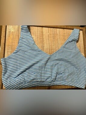NWOT Wild Fable Blue & White Striped V-Neck Cropped Tank Top